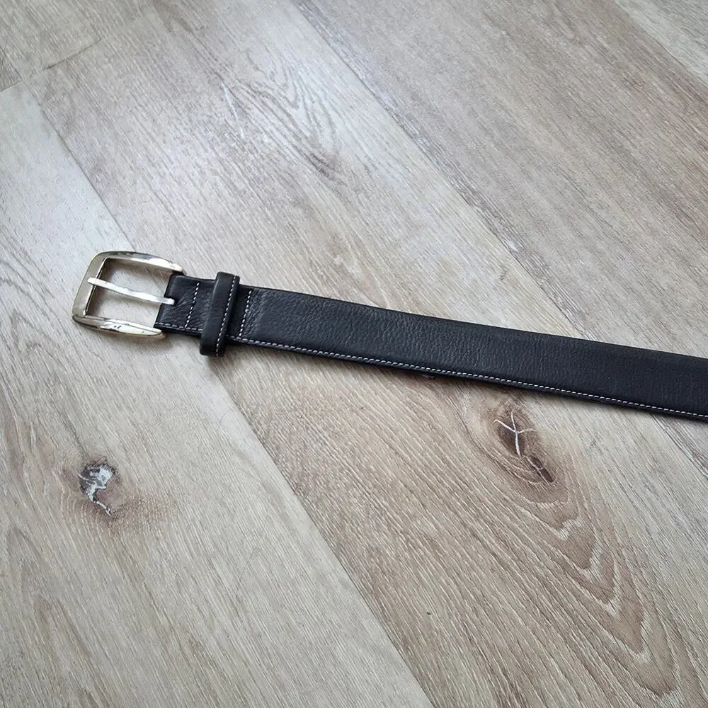Vintage Brighton Black Leather Belt sz 38 Minimalist Casual Business Formal
